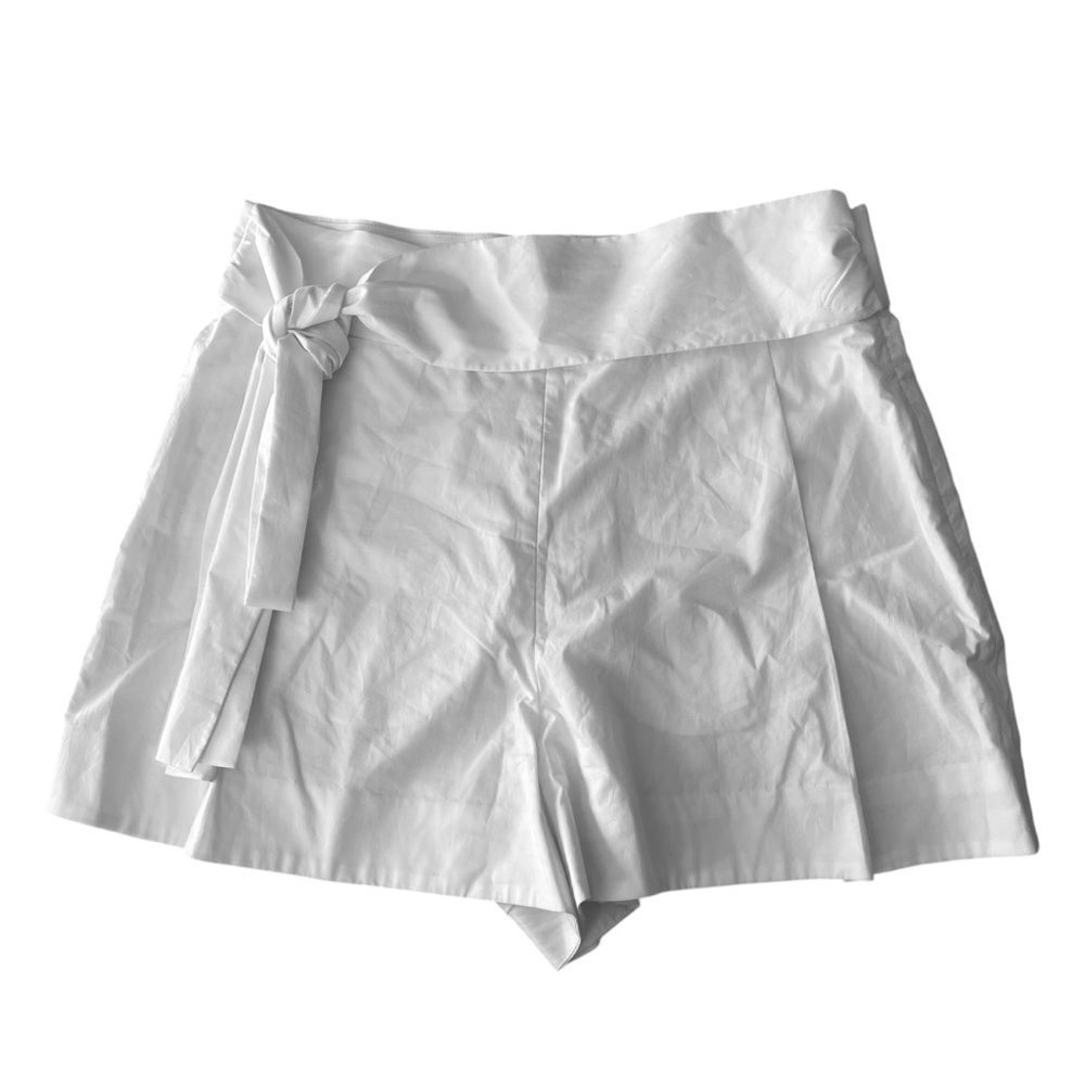 J Crew White Cotton High Waisted Tie Waist Shorts Size 14 - Picture 7 of 10